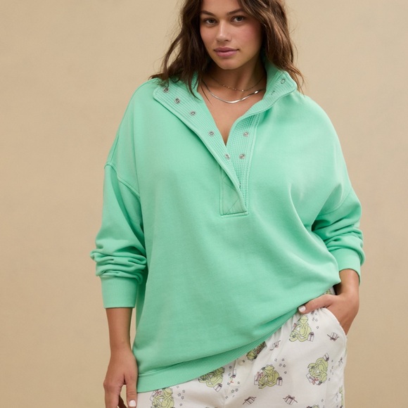 🚫SOLD🚫 Sz Med Aerie Quarter Snap Sweatshirt NWT - Picture 1 of 5